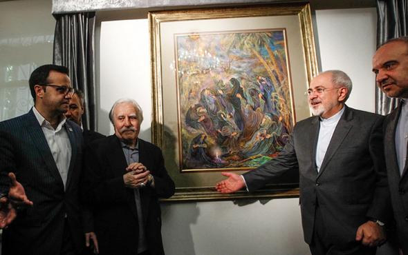 تصاویر : ظریف و همسرش در رونمایی آثار فرشچیان