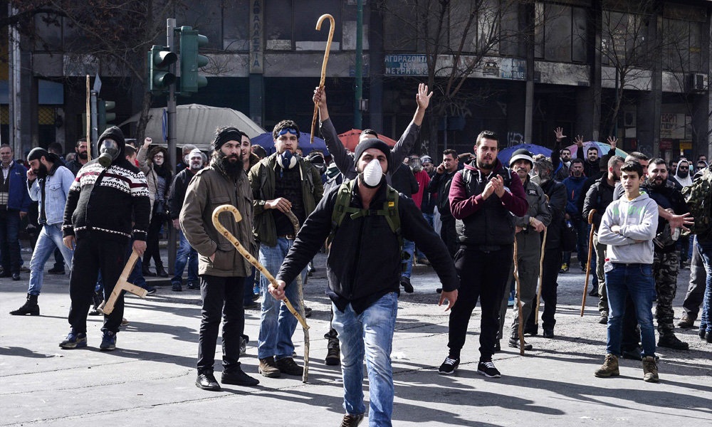تصاویر : تظاهرات کشاورزان یونانی در آتن‎