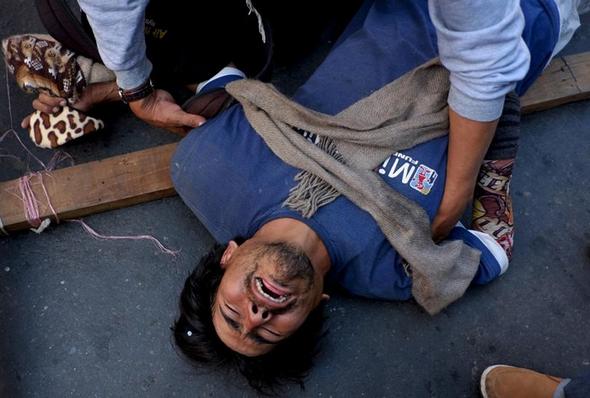 تصاویر : شورش معلولان بولیوی در خیابان