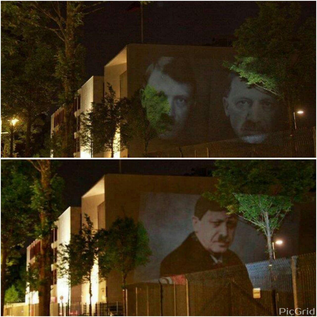 اردوغان و هیتلر روی دیوار سفارت ترکیه در آلمان