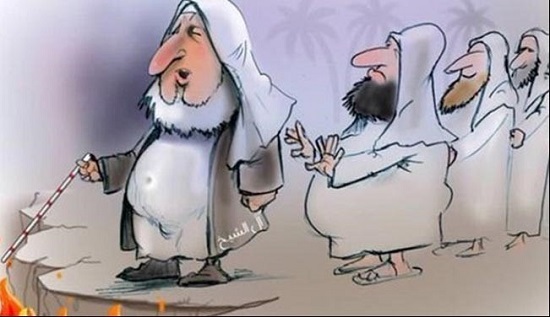 کاریکاتور بی‌سابقۀ روزنامه اماراتی از مفتی عربستان+عکس