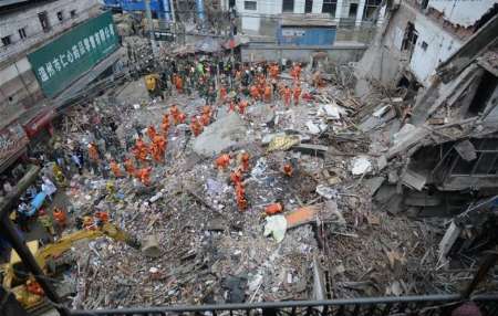 کشته شدن ۲۰ نفر بر اثر ریزش چند ساختمان در چین + تصویر