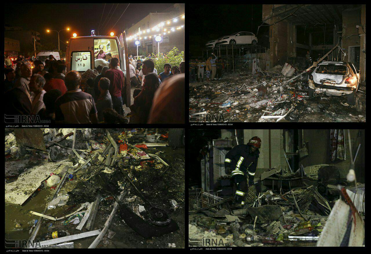 تصاویری از انفجار دیشب در یکی از خیابان های شیراز