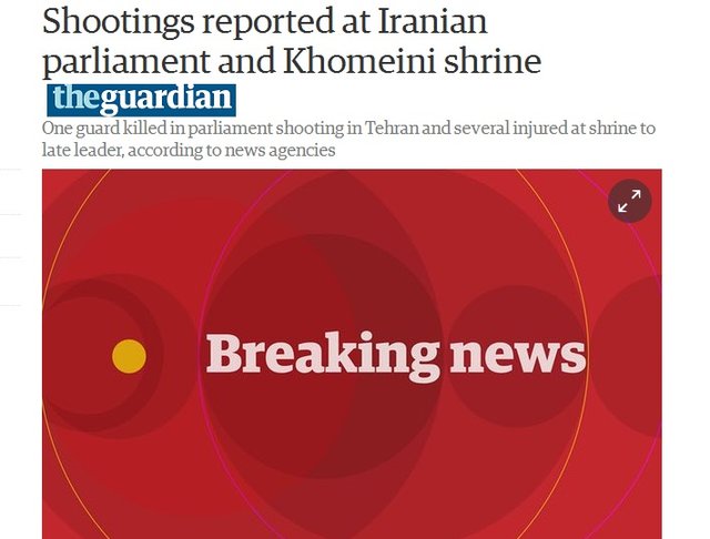 حادثه تیراندازی ایران، «خبر فوری» رسانه‌های جهان
