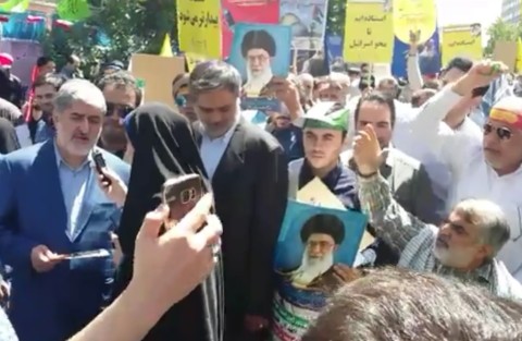 فیلم/ شعار و توهین دلواپسان علیه مطهری، نایب رئیس مجلس در راهپیمایی روز قدس
