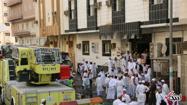 عکس/ وقوع آتش‌سوزی در هتل محل اقامت حجاج در مکه