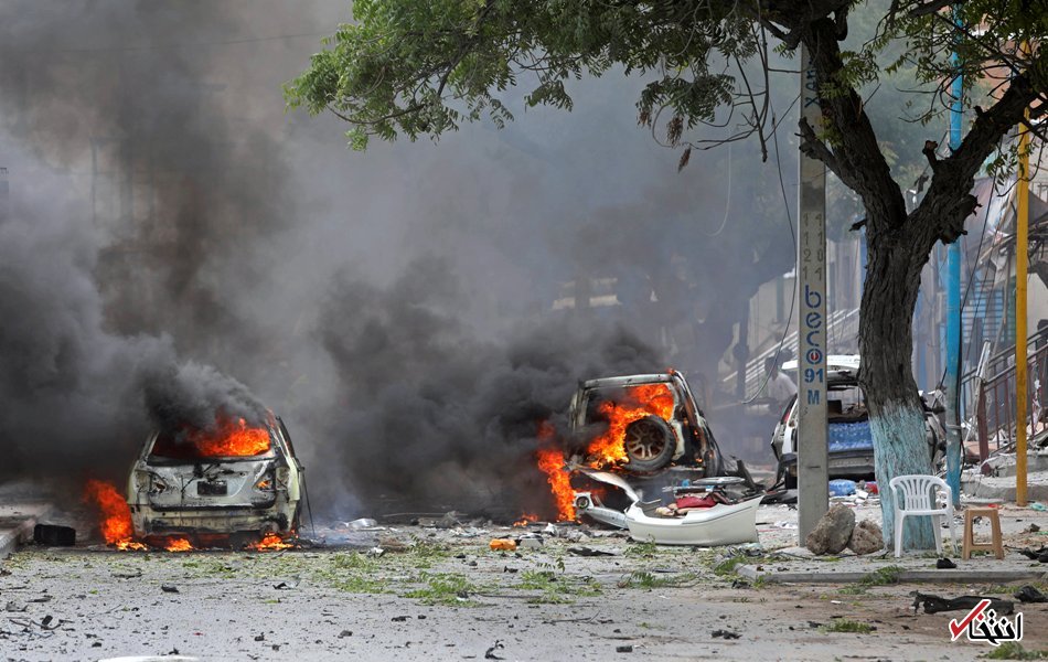 تصاویر : انفجار خودروی بمب‌گذاری شده در خیابان مکه مکرمه سومالی