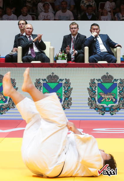 عکس/ پوتین و آبه در حال تماشای مسابقات جودو