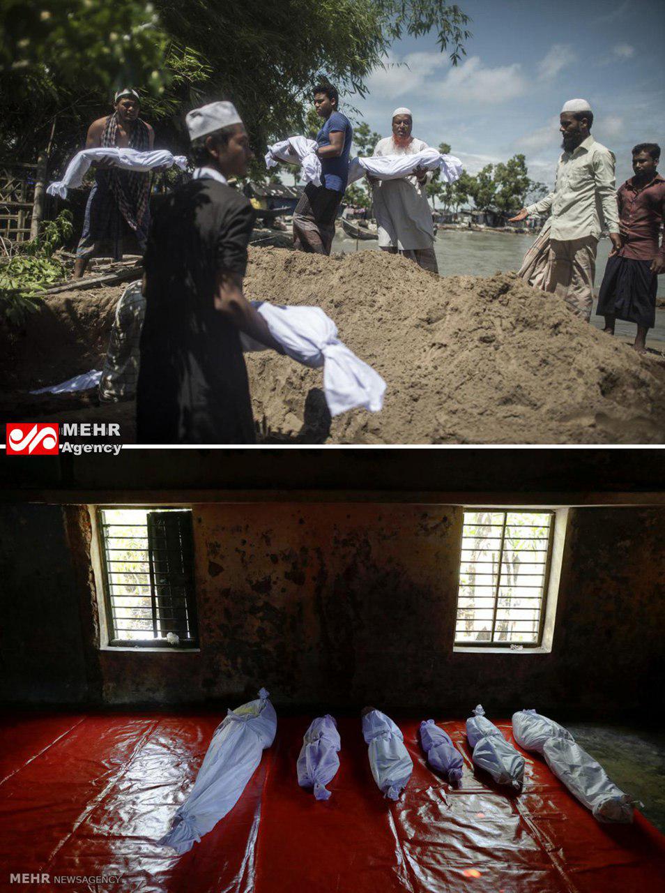 عکس/ غرق شدن قایق مسلمانان میانماری