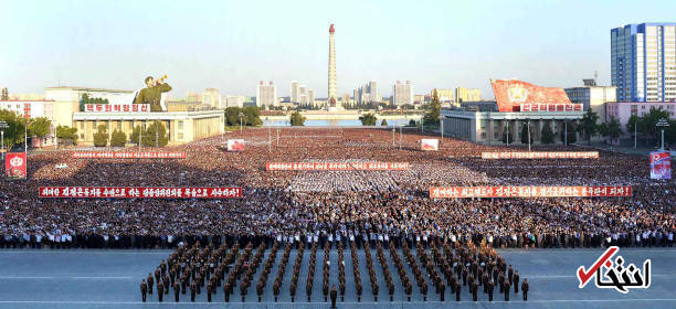 تصاویر هوایی از تجمع ضدآمریکایی در کره شمالی