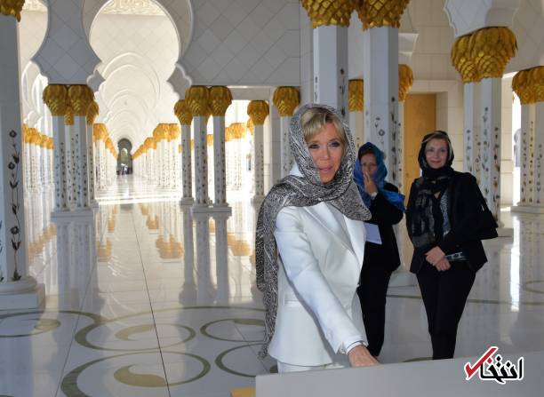 تصاویر : حجاب همسر رییس جمهور فرانسه در بازدید از سومین مسجد بزرگ جهان