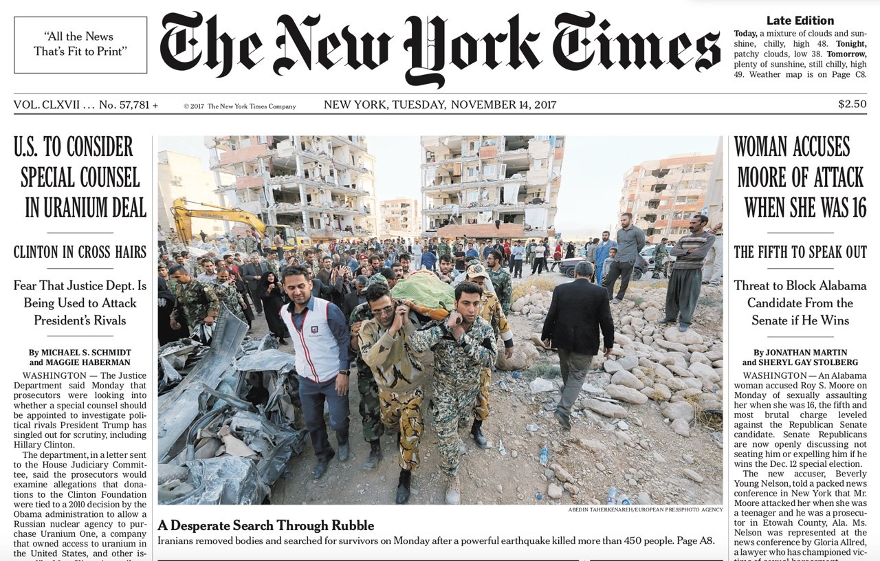 گزارش میدانی نیویورک تایمز از زلزله کرمانشاه؛ «من زنده‌ام، زنده»