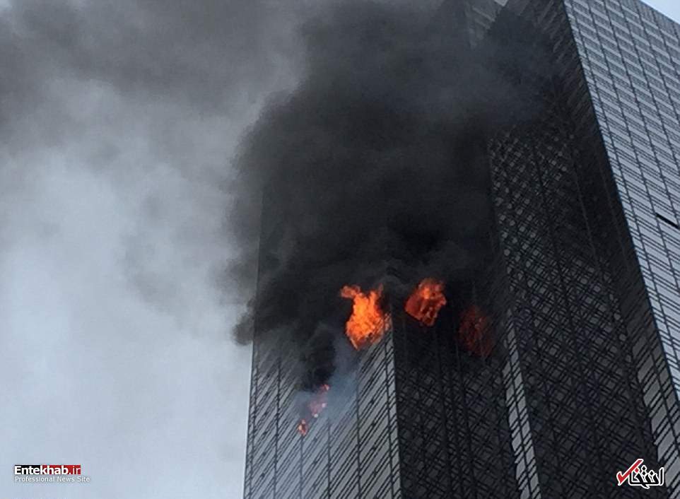 تصاویر : آتش‌سوزی در یکی از طبقات فوقانی برج ترامپ