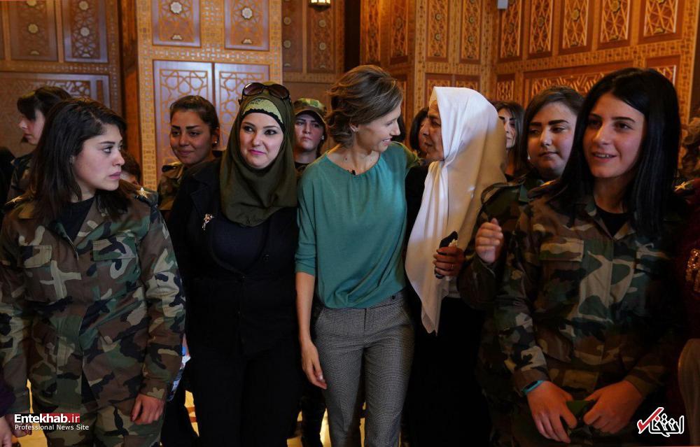 تصاویر : دیدار همسر بشار اسد با سربازان زن سوری در غوطه شرقی