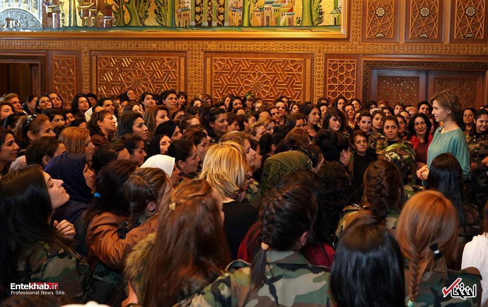 تصاویر : دیدار همسر بشار اسد با سربازان زن سوری در غوطه شرقی