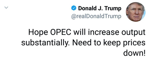 واکنش فوری ترامپ به نشست اوپک: امیدواریم اوپک تولید نفت را به‌طور قابل توجهی افزایش دهد؛ نیاز است که قیمت پایین نگه داشته شود