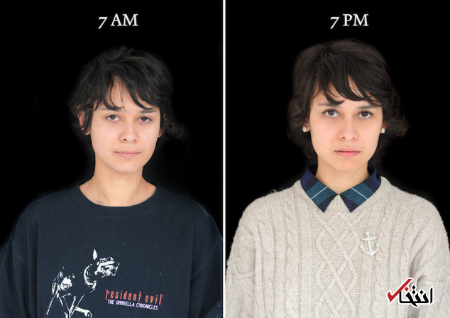 تغییر شگفت انگیز چهره از ساعت 7 صبح تا 7 بعد از ظهر! +تصاویر