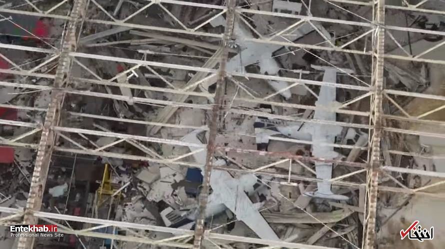 عکس/ آسیب دیدن هواپیماهای جنگنده آمریکا از طوفان مایکل