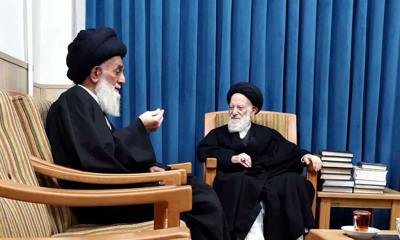 تصویری از حضور آیت‌الله یثربی کاشانی در دفتر آیت‌الله شبیری زنجانی