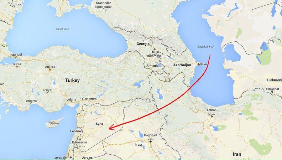 تصاویر/نقشه مسیر شلیک موشک های روسیه به سوریه