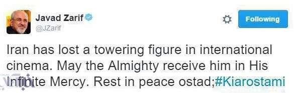 توئیت روحانی و ظریف به مناسبت درگذشت عباس کیارستمی