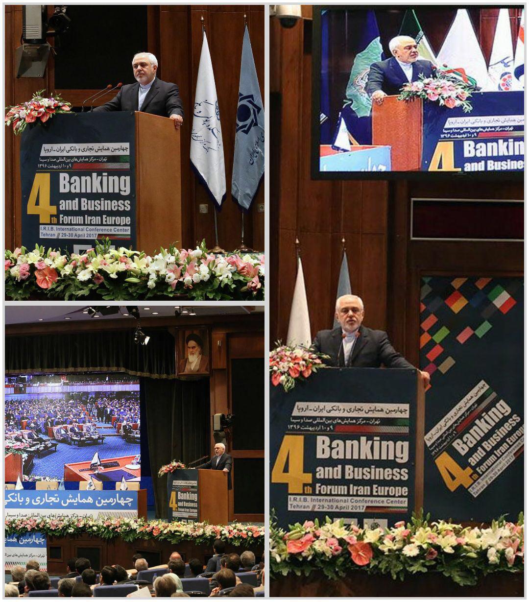 عکس/حضور ظریف در چهارمین همایش تجاری و بانکی ایران و اروپا