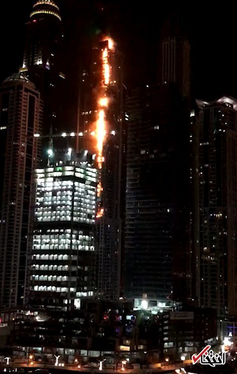 تصاویر : آتش‌سوزی در آسمان‌خراش دبی