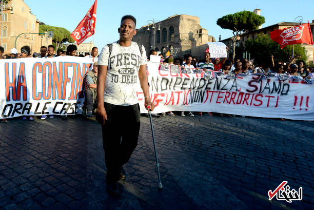 عکس/ تظاهرات آوارگان بی‌خانمان در رم ایتالیا