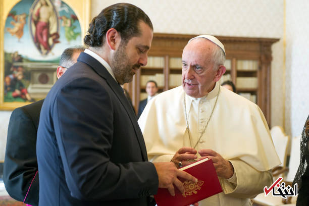 عکس/ دیدار سعد حریری و همسرش با پاپ فرانسیس