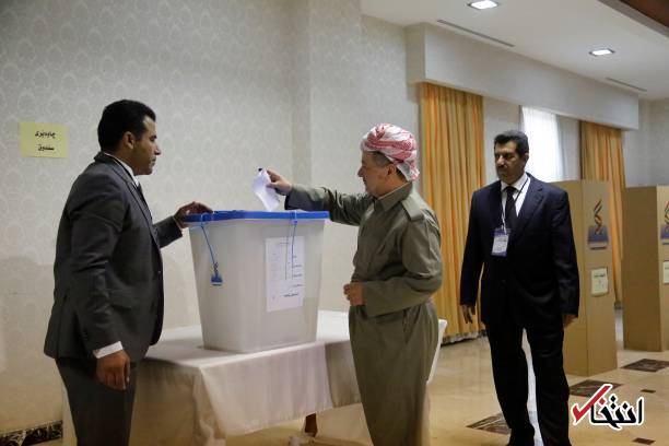 عکس/ رای دادن بارزانی در همه‌پرسی کردستان عراق
