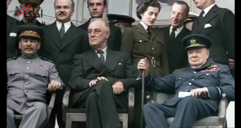 ویدیوئی تاریخی از کنفرانس‌ تهران در محوطه سفارت شوروی در تهران با حضور چرچیل، استالین و روزولت