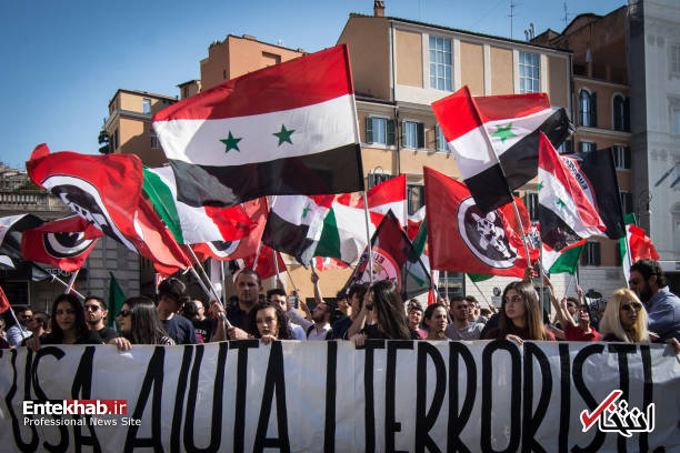 تصاویر : تظاهرات جوانان ایتالیایی مقابل سفارت آمریکا در حمایت از مردم سوریه
