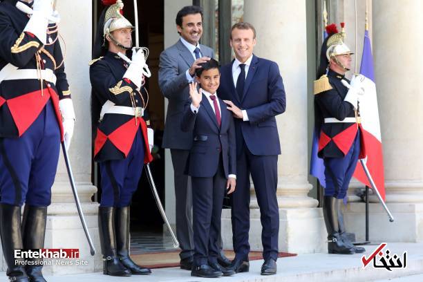 عکس/ امیر قطر با پسرش به دیدار مکرون رفت