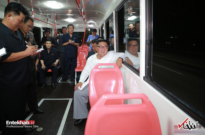 تصاویر : بازدید رهبر کره شمالی از  کارخانه تولید اتوبوس‌های برقی و تراموا