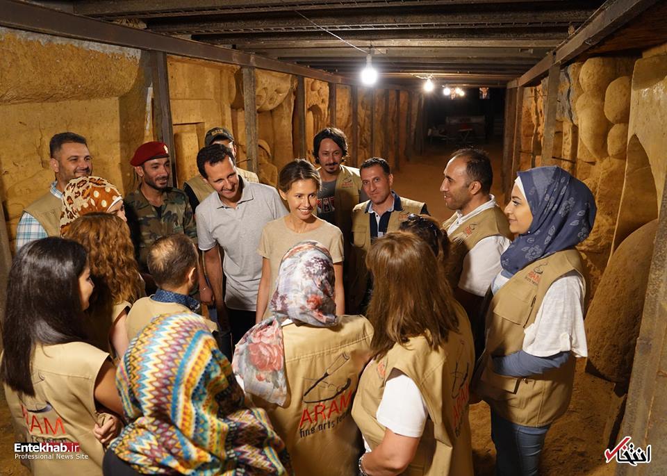 بشار اسد و همسرش اسماء در تونل شورشیان/تصاویر