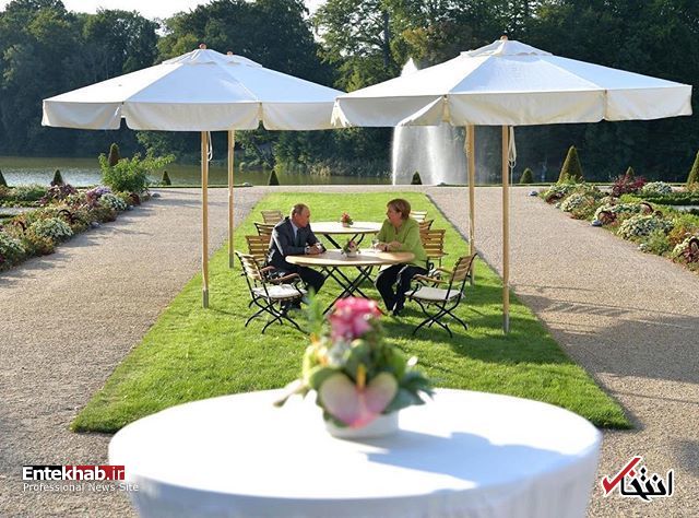 عکس/ مذاکره مرکل و پوتین در یک باغچه