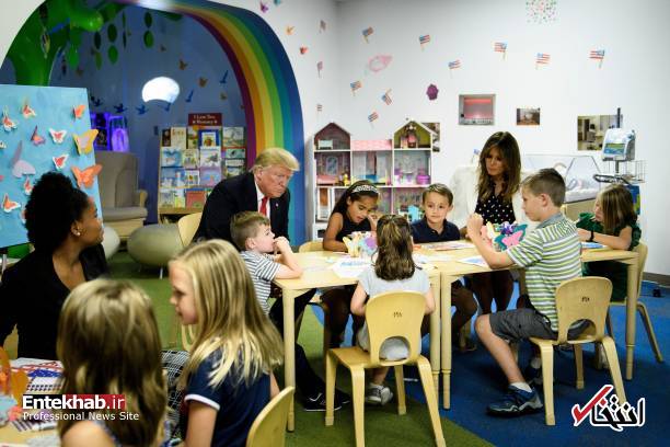 تصاویر : ترامپ و همسرش در بیمارستان کودکان