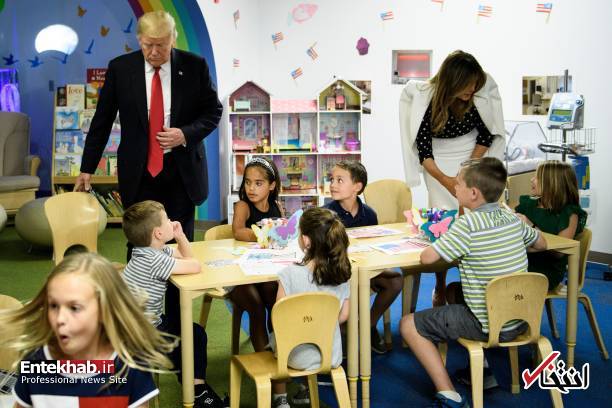 تصاویر : ترامپ و همسرش در بیمارستان کودکان