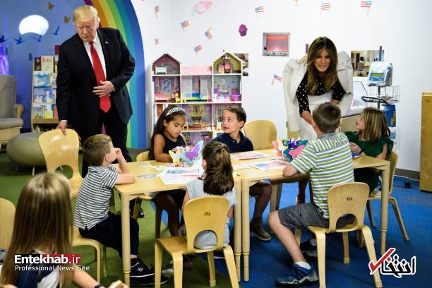 تصاویر : ترامپ و همسرش در بیمارستان کودکان