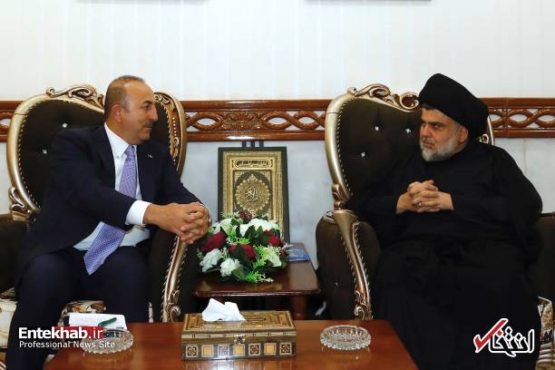 عکس/ حضور وزیر خارجه ترکیه در حرم امام علی و دیدار با مقتدی صدر