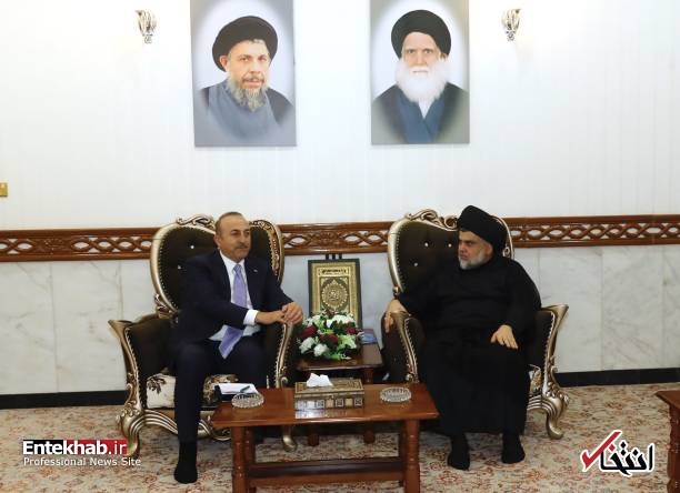 عکس/ حضور وزیر خارجه ترکیه در حرم امام علی و دیدار با مقتدی صدر