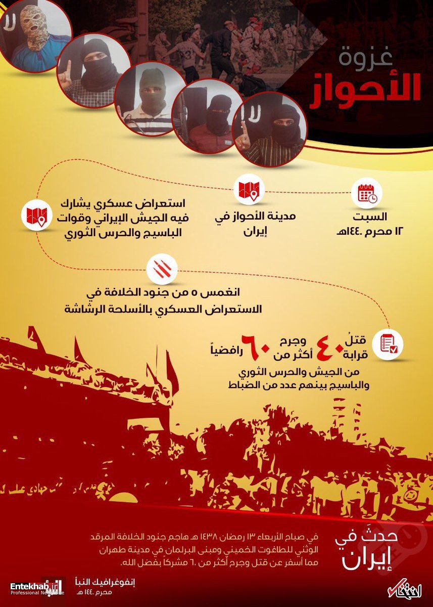 اینفوگرافی داعش از حمله تروریستی در اهواز