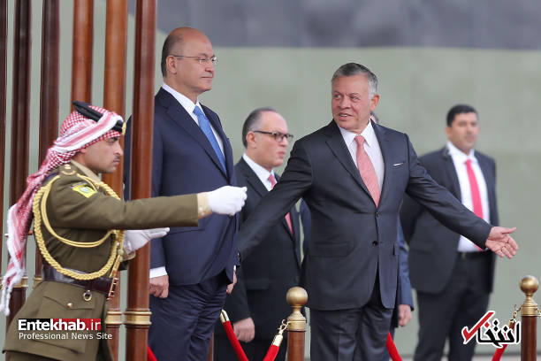عکس/ استقبال پادشاه اردن از رئیس جمهور عراق