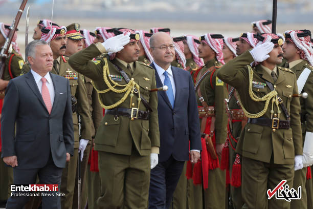 عکس/ استقبال پادشاه اردن از رئیس جمهور عراق