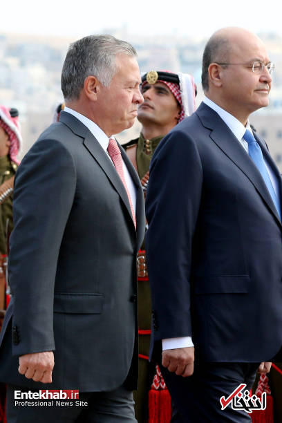 عکس/ استقبال پادشاه اردن از رئیس جمهور عراق