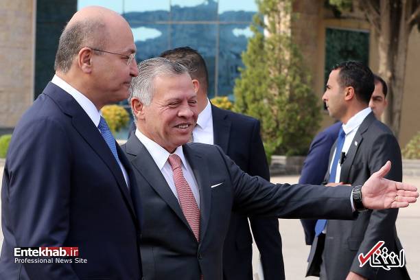 عکس/ استقبال پادشاه اردن از رئیس جمهور عراق