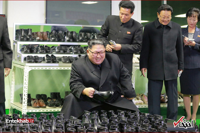 عکس/ بازدید رهبر کره شمالی از کارخانه تولید کفش