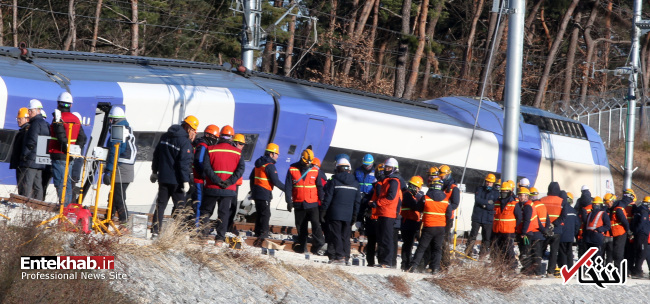 عکس/ خروج قطار سریع السیر کره جنوبی از ریل
