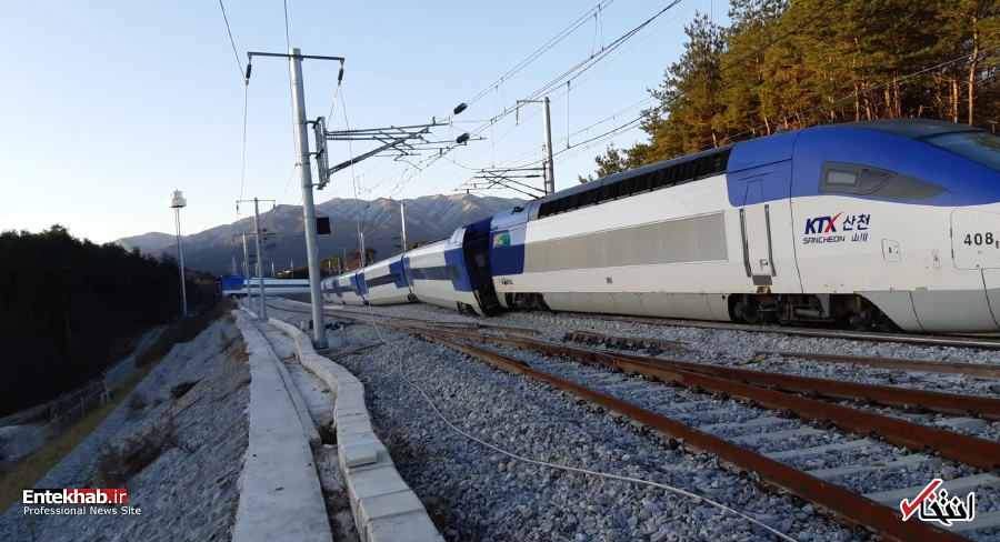 عکس/ خروج قطار سریع السیر کره جنوبی از ریل