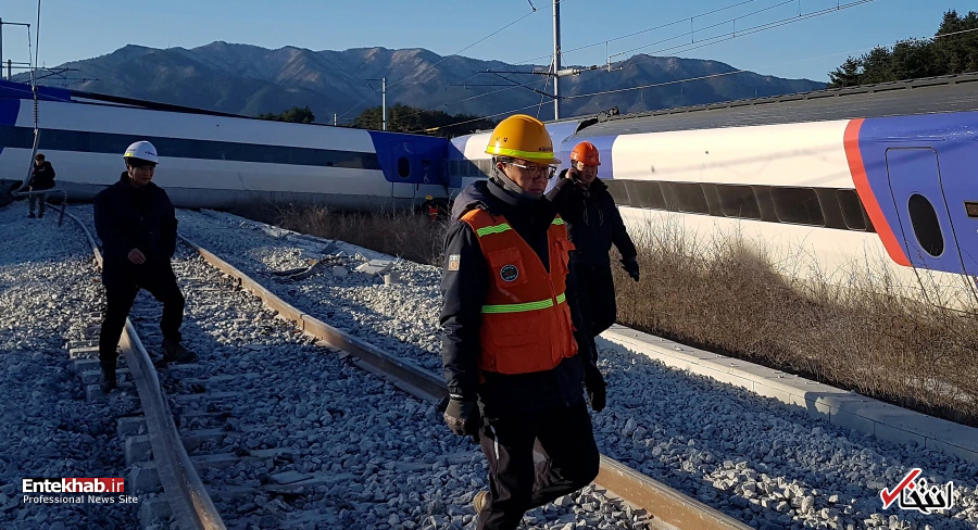 عکس/ خروج قطار سریع السیر کره جنوبی از ریل